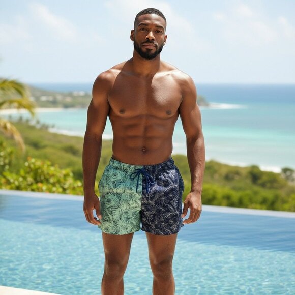 U.S. Polo Assn Big Mens Plus Size 3XL XXX Board Swim Shorts Blue Green Tropical - Picture 10 of 10